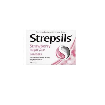 Strepsils lozenge strawberry sugar free 36 pack