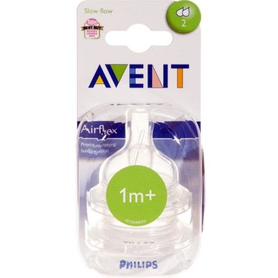 Avent Airflex range teats slow flow 2 holes 2 pack