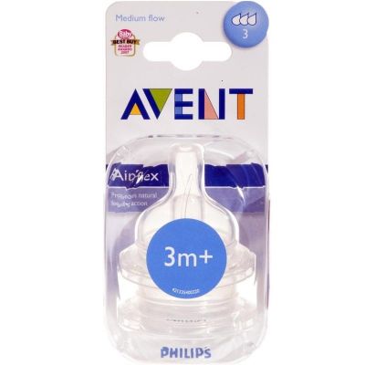 Avent Airflex range teats medium flow, 3 holes 2 pack