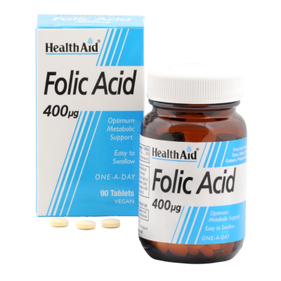 Healthaid vitamin B supplements folic acid tablets 400mcg 90 pack