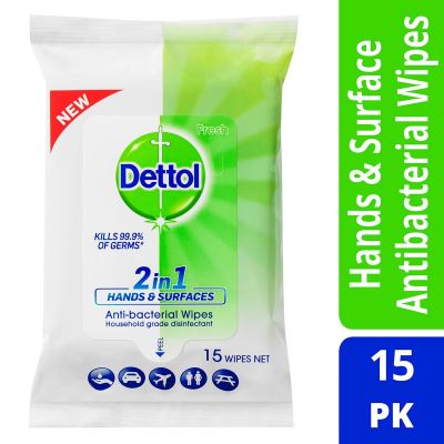 Dettol 2 in 1 Anti-Bacterial Hand and Surface Wipes 15