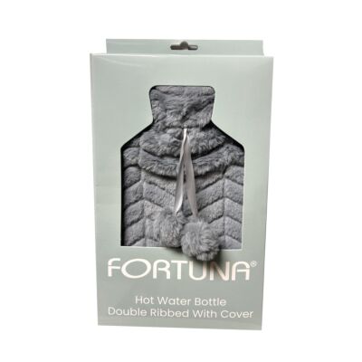 Fortuna Hot Water Bottle With Fur Cover Light Grey