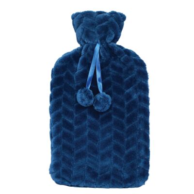 Fortuna Hot Water Bottle w/Fur Cover Navy