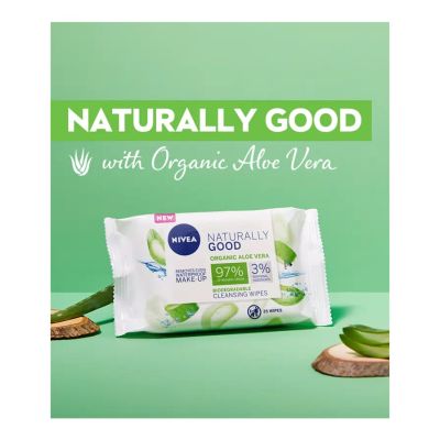 NIVEA NATURALLY GOOD BIODEGRADABLE ALOE VERA CLEANSING WIPES 25 pc