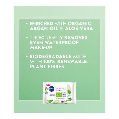 NIVEA NATURALLY GOOD BIODEGRADABLE ALOE VERA CLEANSING WIPES 25 pc