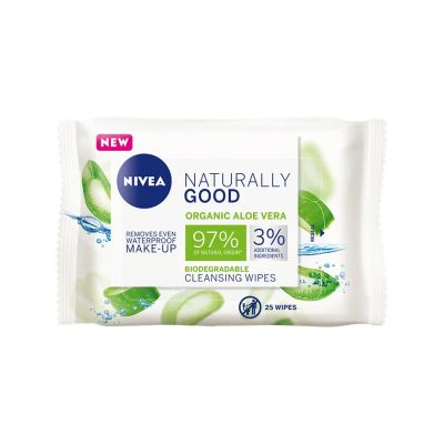 NIVEA NATURALLY GOOD BIODEGRADABLE ALOE VERA CLEANSING WIPES 25 pc