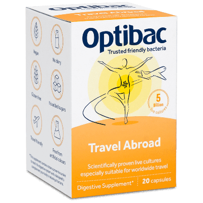 Optibac probiotic food supplements travelling abroad capsules 20 pack